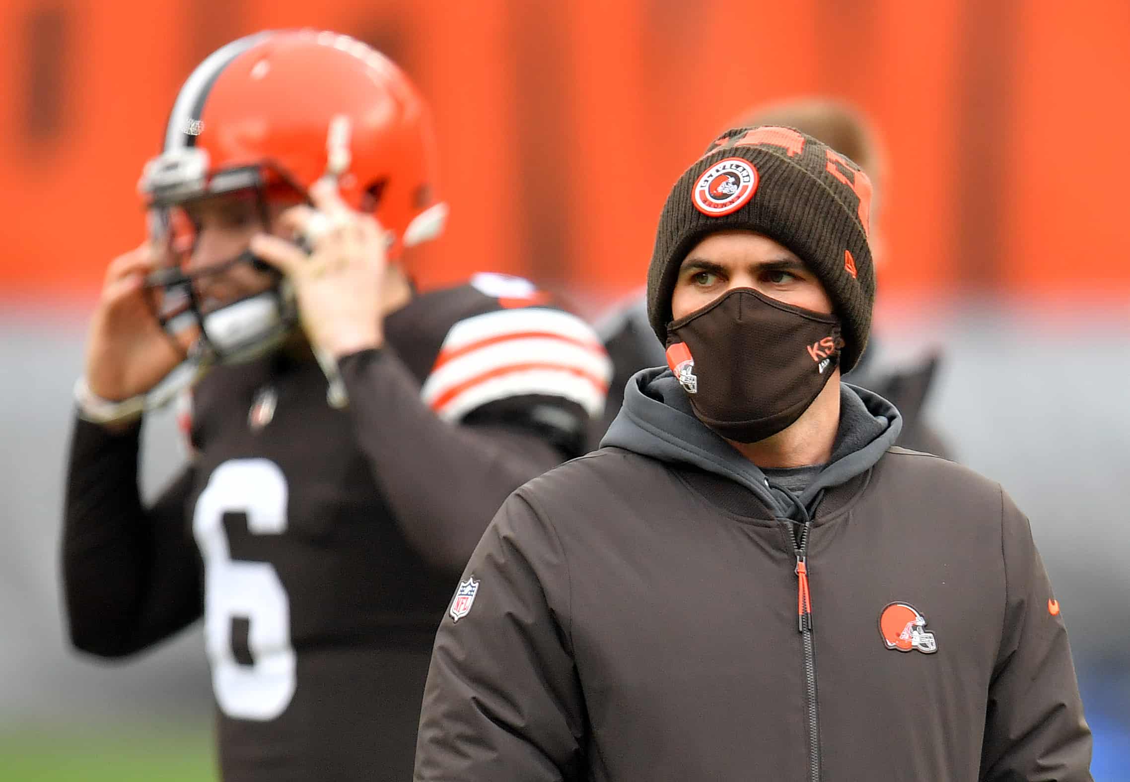 Head coach Kevin Stefanski of the Cleveland Browns looks on before the game against the Pittsburgh Steelers at FirstEnergy Stadium on January 03, 2021 in Cleveland, Ohio.