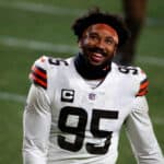 Myles Garrett on field walking