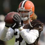 Defensive back Nick Sorensen #27 of the Cleveland Browns catches a pass during training camp on Sunday, July 27, 2008 at the Browns' Practice Facility in Berea, Ohio. Nick Sorensen