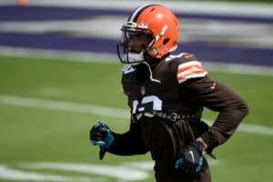 Odell Beckham Jr. #13 of the Cleveland Browns runs on the field prior to the game against the Baltimore Ravens at M&T Bank Stadium on September 13, 2020 in Baltimore, Maryland.