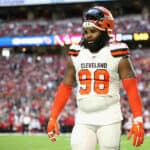 Defensive tackle Sheldon Richardson #98 of the Cleveland Browns during the NFL game against the Arizona Cardinals at State Farm Stadium on December 15, 2019 in Glendale, Arizona. The Cardinals defeated the Browns 38-24.
