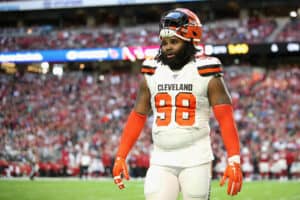 Defensive tackle Sheldon Richardson #98 of the Cleveland Browns during the NFL game against the Arizona Cardinals at State Farm Stadium on December 15, 2019 in Glendale, Arizona. The Cardinals defeated the Browns 38-24.