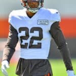 Grant Delpit #22 of the Cleveland Browns works out during an NFL training camp at the Browns training facility on August 18, 2020 in Berea, Ohio.