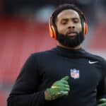 Odell Beckham Jr. #13 of the Cleveland Browns warms up prior to the game against the Baltimore Ravens at FirstEnergy Stadium on December 22, 2019 in Cleveland, Ohio.