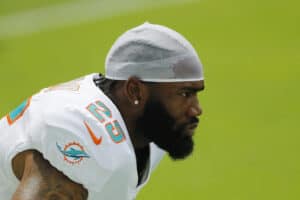 Xavien Howard #25 of the Miami Dolphins looks on prior to the game against the Buffalo Bills at Hard Rock Stadium on September 20, 2020 in Miami Gardens, Florida.