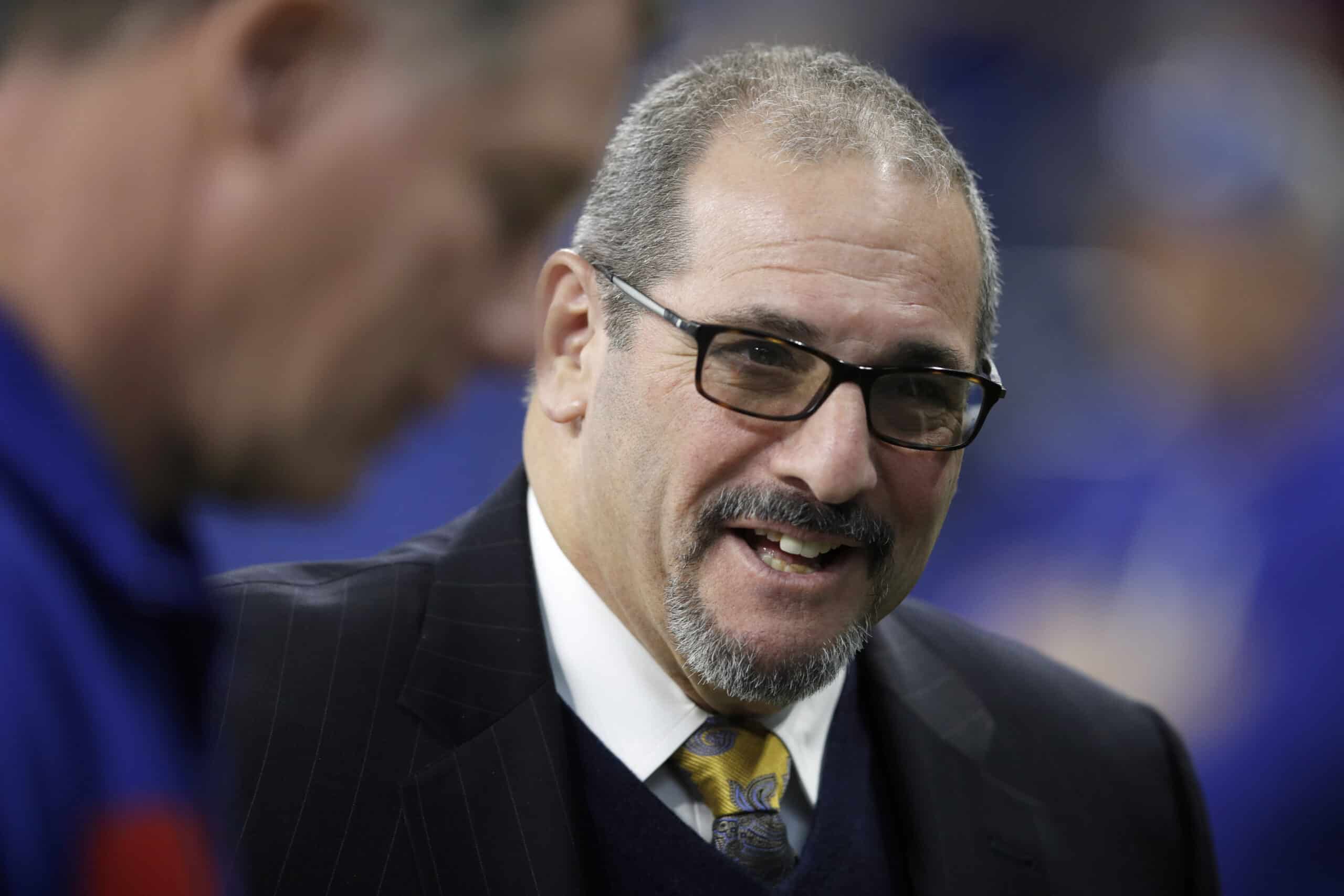 General Manager Dave Gettleman of the New York Giants during the pregame against the Indianapolis Colts at Lucas Oil Stadium on December 23, 2018 in Indianapolis, Indiana. 