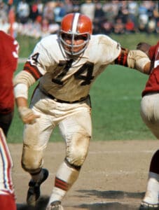 Dick Modzelewski of the Cleveland Browns in action rushing the passer during the St. Louis Cardinals versus Cleveland Browns game.