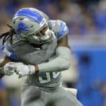 Dee Virgin #30 of the Detroit Lions celebrates after his tackle against the Chicago Bears at Ford Field on November 28, 2019 in Detroit, Michigan.