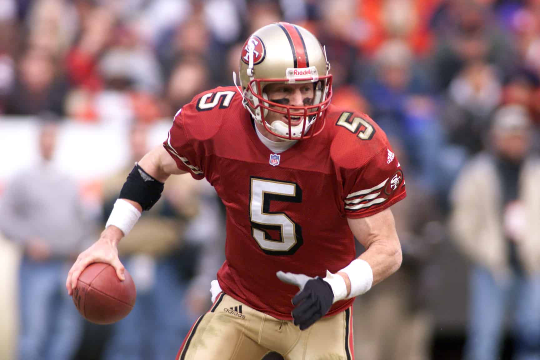 Quarterback Jeff Garcia of the San Francisco 49ers in action against the Miami Dolphins during the game at 3Com Park in San Francisco, California. DIGITAL IMAGE. 