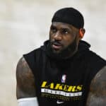 LeBron James #23 of the Los Angeles Lakers warms up before a game against the Utah Jazz at Vivint Smart Home Arena on February 24, 2021 in Salt Lake City, Utah. NOTE TO USER: User expressly acknowledges and agrees that, by downloading and/or using this photograph, user is consenting to the terms and conditions of the Getty Images License Agreement.
