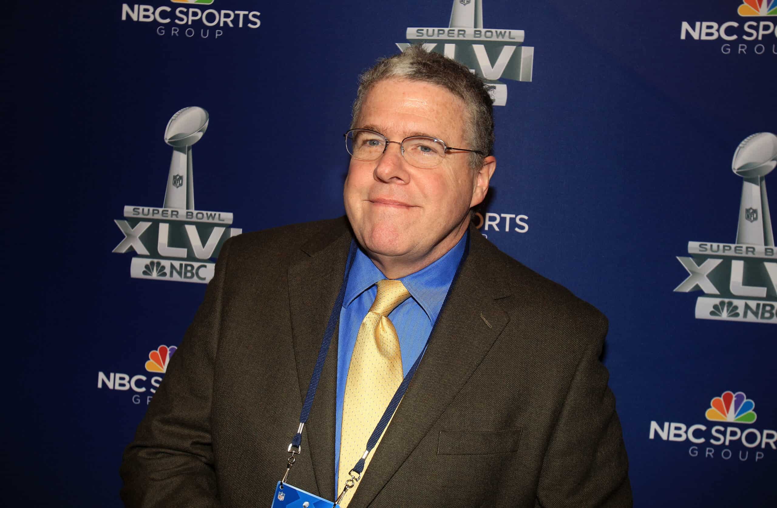 NBC studio analyst and Sports Illustrated write Peter King looks on during the Super Bowl XLVI Broadcasters Press Conference at the Super Bowl XLVI Media Canter in the J.W. Marriott Indianapolis on January 31, 2012 in Indianapolis, Indiana. 