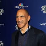 NBC studio analyst Tony Dungy looks on during the Super Bowl XLVI Broadcasters Press Conference at the Super Bowl XLVI Media Canter in the J.W. Marriott Indianapolis on January 31, 2012 in Indianapolis, Indiana.