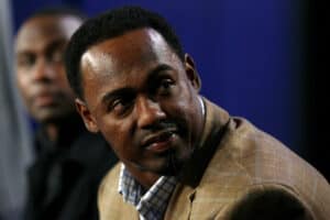 Domonique Foxworth looks on during a press conference held by the NFL Players Association at the Super Bowl XLVI Media Center in the J.W. Marriott Indianapolis on February 2, 2012 in Indianapolis, Indiana.