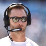 Head coach Kliff Kingsbury of the Arizona Cardinals looks on during the second quarter in the game against the Jacksonville Jaguars at TIAA Bank Field on September 26, 2021 in Jacksonville, Florida.