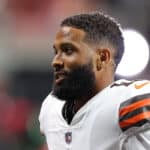 dell Beckham Jr. #13 of the Cleveland Browns runs off the field after their 19-10 win over the Atlanta Falcons at Mercedes-Benz Stadium on August 29, 2021 in Atlanta, Georgia.