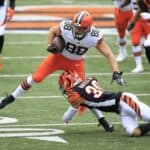Harrison Bryant #88 of the Cleveland Browns runs with the ball against the Cincinnati Bengals at Paul Brown Stadium on October 25, 2020 in Cincinnati, Ohio.