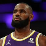 LeBron James #6 of the Los Angeles Lakers in the fourth quarter at Staples Center on October 29, 2021 in Los Angeles, California. NOTE TO USER: User expressly acknowledges and agrees that, by downloading and/or using this Photograph, user is consenting to the terms and conditions of the Getty Images License Agreement.