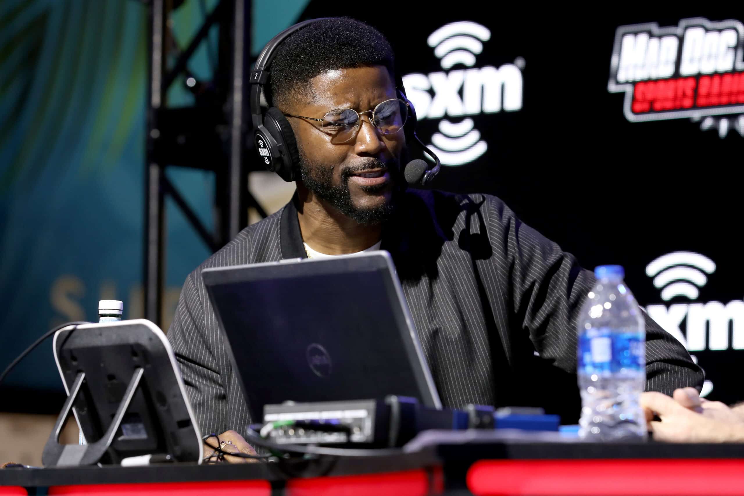 Former NFL player Nate Burleson and speaks onstage during day 3 of SiriusXM at Super Bowl LIV on January 31, 2020 in Miami, Florida.