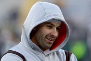 Baker Mayfield #6 of the Cleveland Browns looks on before the game against the Green Bay Packers at Lambeau Field on December 25, 2021 in Green Bay, Wisconsin.