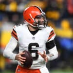 Baker Mayfield #6 of the Cleveland Browns looks to pass during the second quarter against the Pittsburgh Steelers at Heinz Field on January 03, 2022 in Pittsburgh, Pennsylvania.