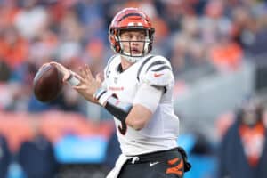 Joe Burrow at Mile High on December 19, 2021 in Denver, Colorado.