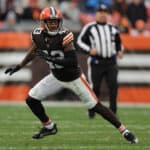 John Johnson #43 of the Cleveland Browns plays against the Cleveland Browns at FirstEnergy Stadium on November 21, 2021 in Cleveland, Ohio.