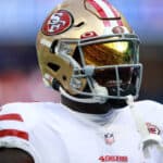 Deebo Samuel #19 of the San Francisco 49ers warms up before the game against the Los Angeles Rams at SoFi Stadium on January 09, 2022 in Inglewood, California.