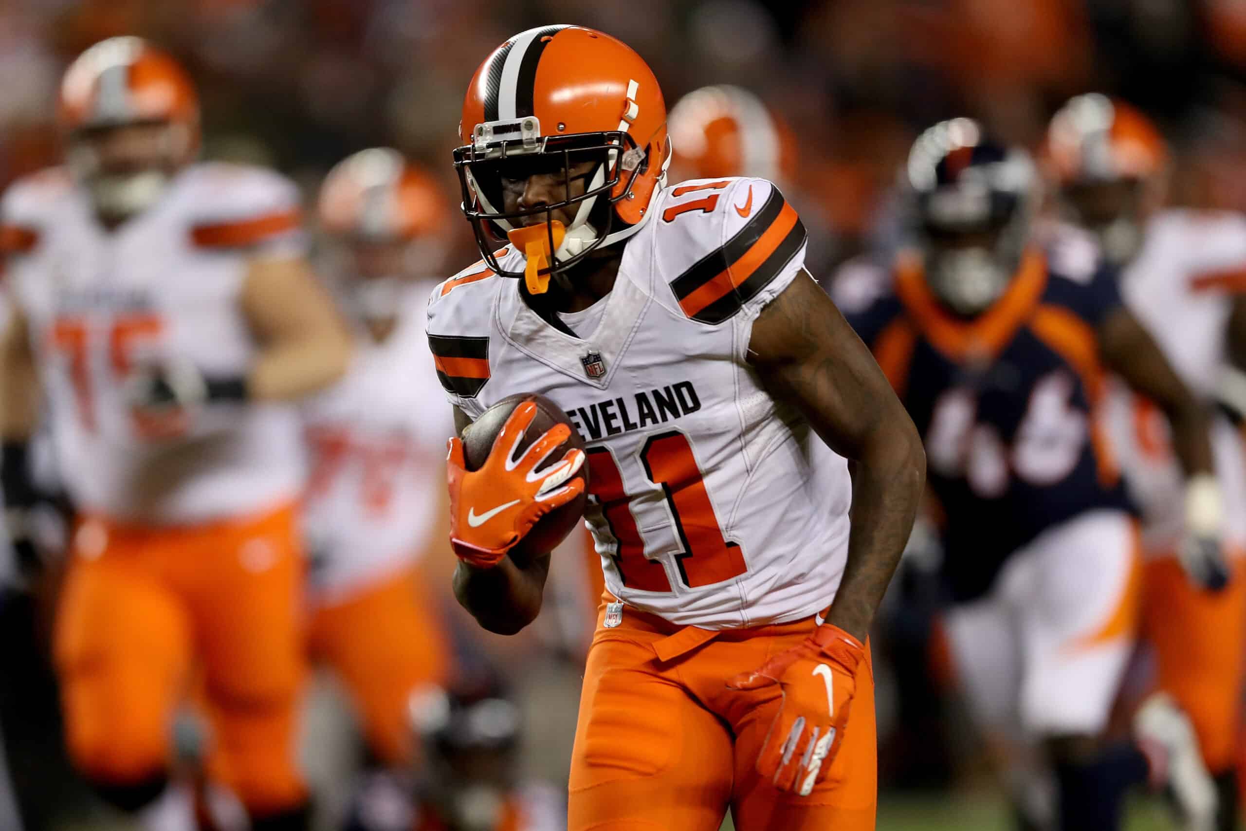 Antonio Callaway #11 of the Cleveland Browns runs with the ball after making a catch against the Denver Broncos at Broncos Stadium at Mile High on December 15, 2018 in Denver, Colorado. 