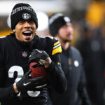 Joe Haden #23 of the Pittsburgh Steelers warms up prior to a game against the Cleveland Browns at Heinz Field on January 03, 2022 in Pittsburgh, Pennsylvania.