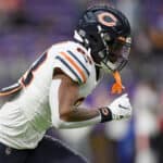 Javon Wims #83 of the Chicago Bears warms up before the game against the Minnesota Vikings at U.S. Bank Stadium on December 29, 2019 in Minneapolis, Minnesota.