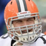 Mitchell Schwartz #72 of the Cleveland Browns sits on the bench before the game against the Green Bay Packers at Lambeau Field on October 20, 2013 in Green Bay, Wisconsin. The Packers defeated the Browns 31-13.