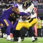 Ben Roethlisberger #7 of the Pittsburgh Steelers is sacked by Sheldon Richardson #90 of the Minnesota Vikings during the third quarter at U.S. Bank Stadium on December 09, 2021 in Minneapolis, Minnesota.