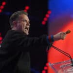 Kyle Brandt announces the Buffalo Bills' 89th overall pick during round three of the 2022 NFL Draft on April 29, 2022 in Las Vegas, Nevada.