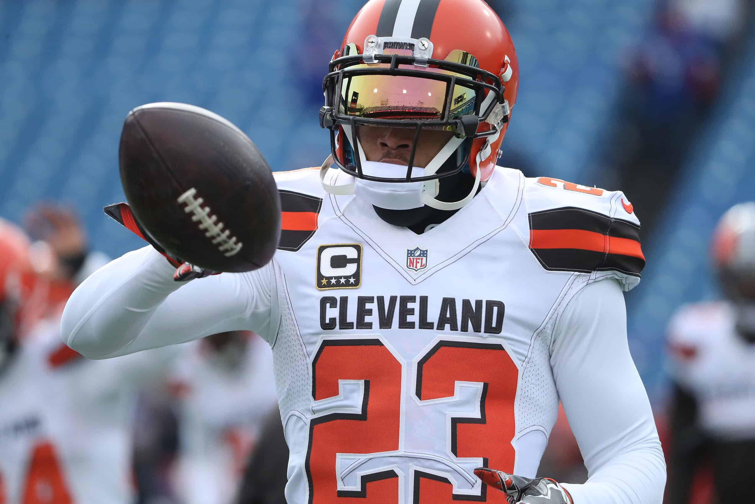 Joe Haden #23 of the Cleveland Browns warms up before the first half against the Buffalo Bills at New Era Field on December 18, 2016 in Orchard Park, New York.