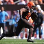 Nick Chubb #24 of the Cleveland Browns plays against the Los Angeles Chargers at FirstEnergy Stadium on October 09, 2022 in Cleveland, Ohio.