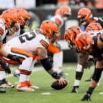 The Cleveland Browns and the Cincinnati Bengals line up before a play in the first half at Paycor Stadium on December 11, 2022 in Cincinnati, Ohio.