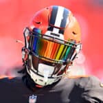 David Njoku #85 of the Cleveland Browns looks onward during warm ups before his game against the Los Angeles Chargers at FirstEnergy Stadium on October 09, 2022 in Cleveland, Ohio.