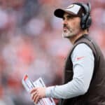 Head coach Kevin Stefanski of the Cleveland Browns looks on in the first half of a game against the Cincinnati Bengals at Paycor Stadium on December 11, 2022 in Cincinnati, Ohio.