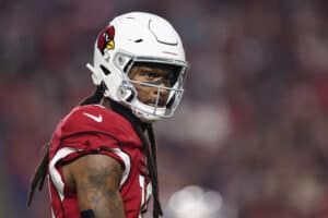 Wide receiver DeAndre Hopkins #10 of the Arizona Cardinals during the NFL game at State Farm Stadium on December 12, 2022 in Glendale, Arizona. The Patriots defeated the Cardinals 27-13.