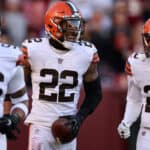 Grant Delpit #22 of the Cleveland Browns celebrates after an interception during the fourth quarter against the Washington Commanders at FedExField on January 01, 2023 in Landover, Maryland.