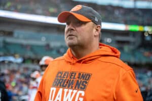 Head coach Freddie Kitchens of the Cleveland Browns walks off the field after the loss to the Cincinnati Bengals at Paul Brown Stadium on December 29, 2019 in Cincinnati, Ohio.