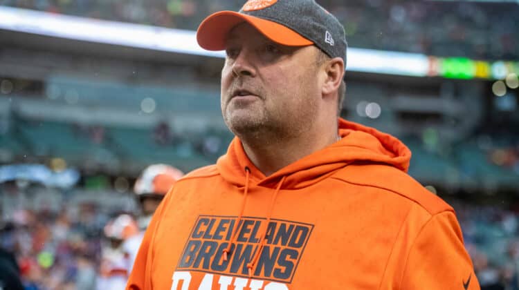 Head coach Freddie Kitchens of the Cleveland Browns walks off the field after the loss to the Cincinnati Bengals at Paul Brown Stadium on December 29, 2019 in Cincinnati, Ohio.
