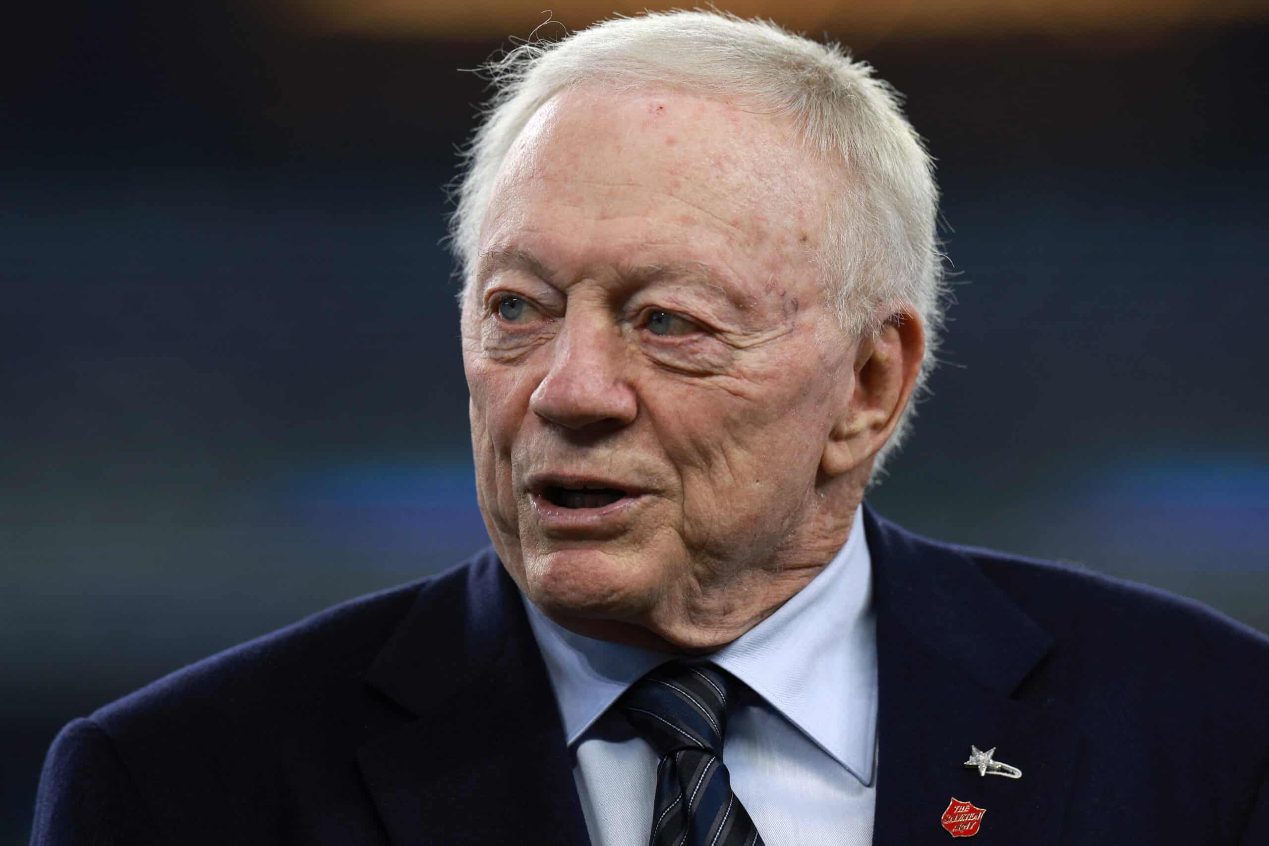 Dallas Cowboys owner Jerry Jones looks on prior to a game against the Houston Texans at AT&T Stadium on December 11, 2022 in Arlington, Texas.