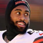 John Johnson III #43 of the Cleveland Browns looks on before playing against the Washington Commanders at FedExField on January 01, 2023 in Landover, Maryland.