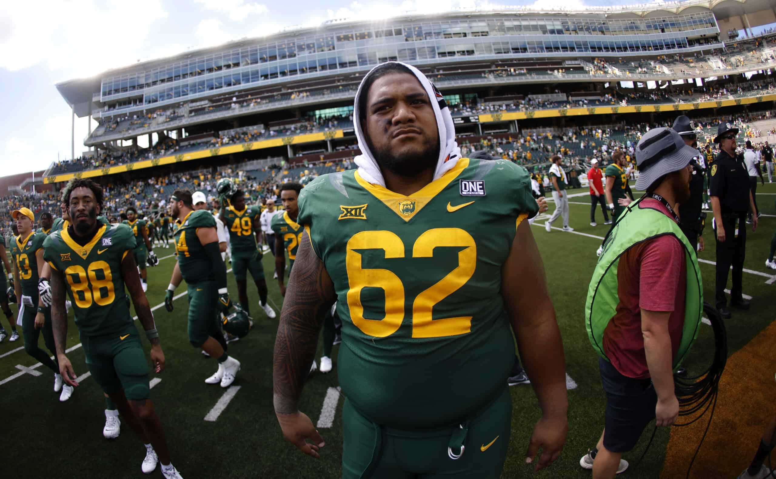 Baylor Bears walks off the field following Baylors 42-7 win over Texas State at McLane Stadium on September 17, 2022 in Waco, 