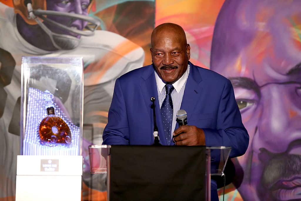 Former Cleveland Browns running back and NFL Hall of Famer Jim Brown attends Haute Living And Louis XIII Celebrate Jim Brown's 80th Birthday on February 4, 2016 in San Francisco, California. 