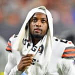 Cornerback Denzel Ward #21 of the Cleveland Browns walks off the field after a preseason game against the Chicago Bears at FirstEnergy Stadium on August 27, 2022 in Cleveland, Ohio. The Bears defeated the Browns 21-20.
