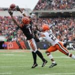 Ja'Marr Chase #1of the Cincinnati Bengals against the Cleveland Browns at Paycor Stadium on December 11, 2022 in Cincinnati, Ohio.