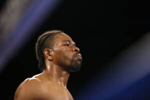 Shawn Porter prepares for the start of a welterweight title fight against WBO champion Terence Crawford at Michelob ULTRA Arena on November 20, 2021 in Las Vegas, Nevada.