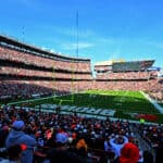CLEVELAND, OHIO - NOVEMBER 05: An overall view of the stadium during the game between the Cleveland Browns and the Arizona Cardinals at Cleveland Browns Stadium on November 05, 2023 in Cleveland, Ohio.